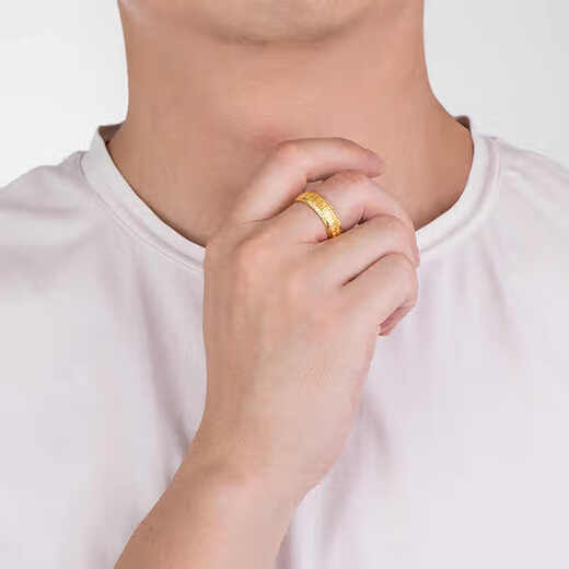 Fuxifengfu gold ring for men and women, pure gold 999 live Baifu gold ring, solid 18.86 grams