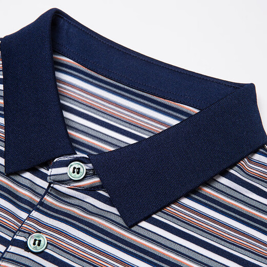 Lilang men's ice silk short-sleeved lapel T-shirt 2025 summer casual loose striped cool thin polo shirt Li N7003 short-sleeved green L 170 [recommended 120-135Jin [Jin equals 0.5 kg]]