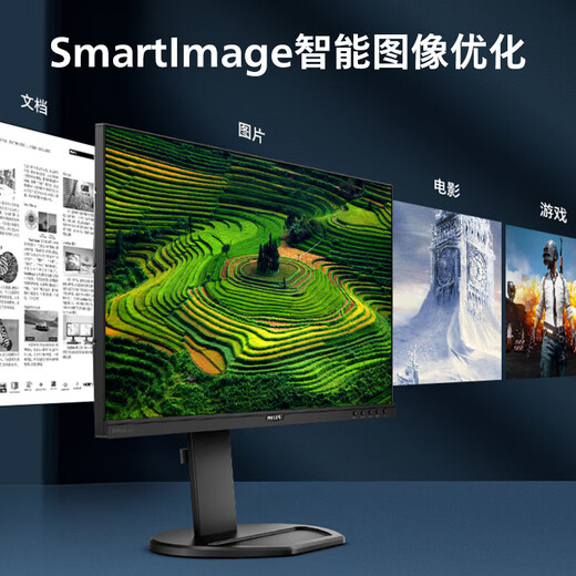 飞利浦（PHILIPS）23.8英寸 办公显示器 IPS高清 103.8%sRGB 内置音响 低蓝光 升降旋转 可壁挂 241B8QJEB/93