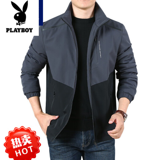 花花公子（PLAYBOY）男士加绒外套秋冬季2024新款休闲夹克男衣服男装春装上衣宽松加厚 9896[军绿黑]不加价 加绒 4XL