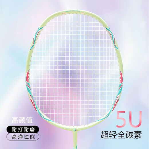 跃越（yueyue）羽毛球拍全碳素一体拍超轻5U碳素双拍耐打高弹力学生 全碳素炫彩6172支大礼包 23磅小仙女初学佳选择
