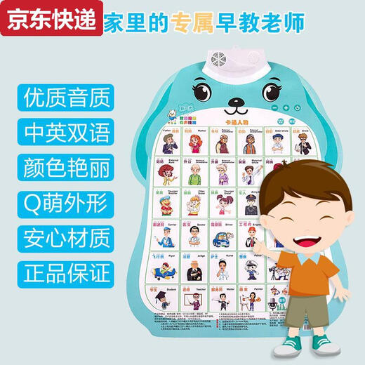 Caox Baby Audio Frühschulposter Bild Kind und kognitiv sprechende Sprachspielzeug Alphabetisierungspunkte Lesen Sie Wandaufkleber 3 Zahlen + Tiere + Charaktere