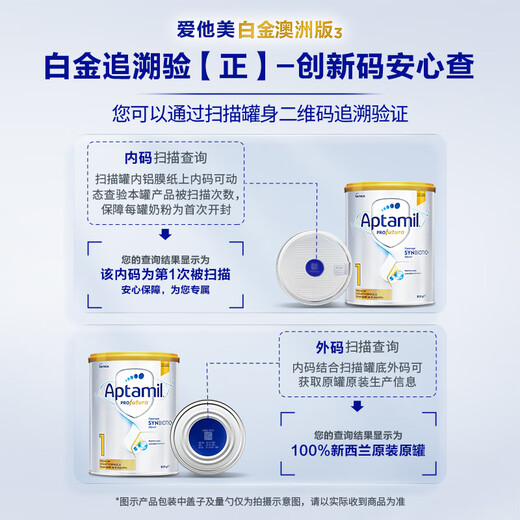 爱他美（Aptamil）澳洲白金版 叶黄素DHA新西兰婴幼儿配方牛奶粉日期新鲜官方授权 【每罐返现】1段  保质期27年2月 900g