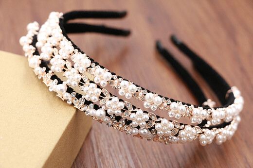 Rongxia headband women's headband alloy imitation pearl diamond headband wrapped cloth non-slip temperament hairpin children and girls hair accessories flower style