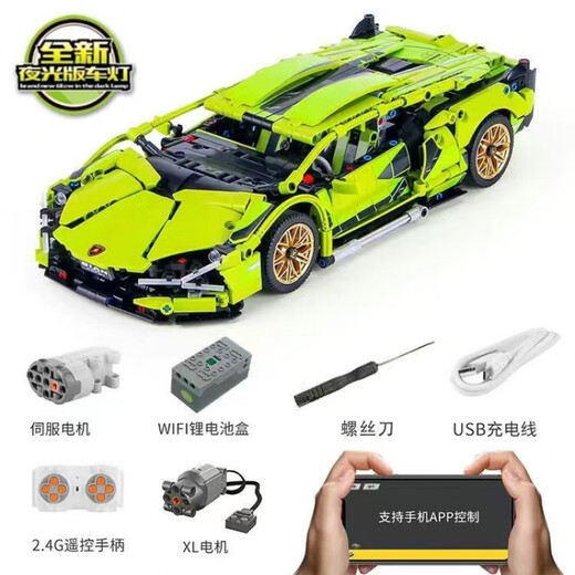2025新款积木兰博基尼跑车赛汽车布加迪遥控生日礼物拼装玩具男孩 布加迪【1355颗粒】静态版 亏本