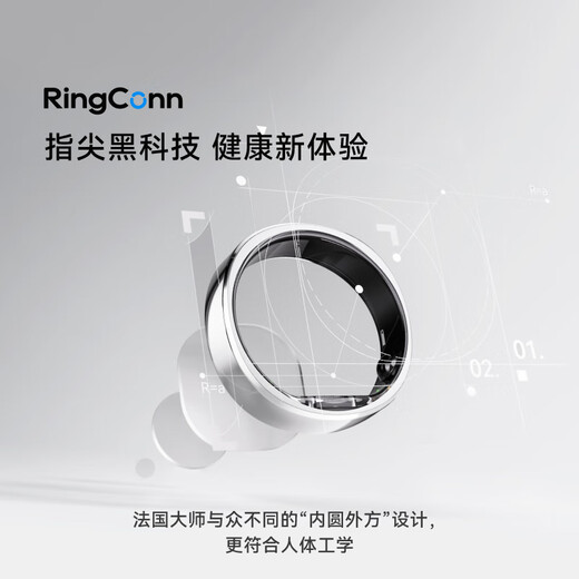 RingConn Gen 2 Smart Ring Sleep Apnea Monitoring Heart Rate Variation Blood Oxygen Women’s Menstrual Period Prediction Health Guidance 12 Days Long Battery Life Future Silver No. 9
