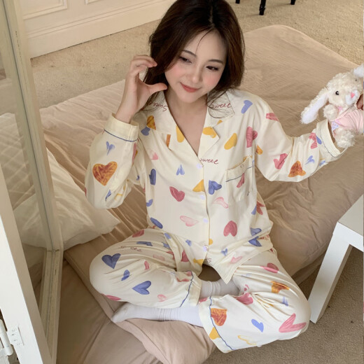 荣西图（RONGXITU）春秋季薄款睡衣女长袖家居服套装 Q9227# 170 M