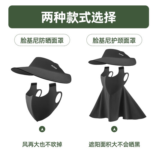目丸遮全脸防晒面罩女防紫外线冰丝口罩脸基尼骑行男遮阳帽子一体夏季 深黛灰—全脸短款（礼盒二合一）