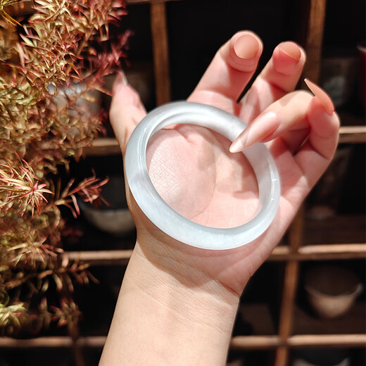 Ouyuan White Moonlight Bracelet Women's High Ice Chalcedony Quartzite Jade Cat's Eye Crystal Jade Bracelet White Moonlight/Fine Style 52 Suitable for 85Jin Jin equal to 0.5kg or less