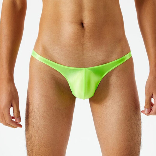 Body shaping men's large size low-waist thong oily silky glossy ultra-thin transparent sexy pants high elastic tight underwear white M size suitable for 90-110Jin Jin equals 0.5 kg to wear