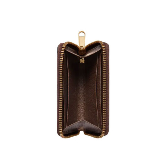 Gucci (GUCCI) women's bag card holder Ophidia series new card holder 658552 Valentine's Day gift beige and ebony canvas with brown leather piping