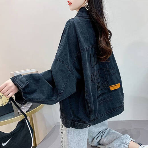 S.SOFEA牛仔外套女原宿风2025秋装棒球服韩版宽松 9926#图片款【蓝色】 S 【建议80--100斤】