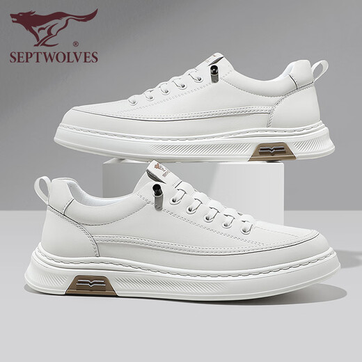 Siete zapatos para hombres de lobo para el verano nuevos zapatos blancos pequeños y versátiles versátiles para zapatos casuales transpirables para hombres para zapatos deportivos para hombres que mejoran para hombres para zapatos de moda para blancos 1047 40