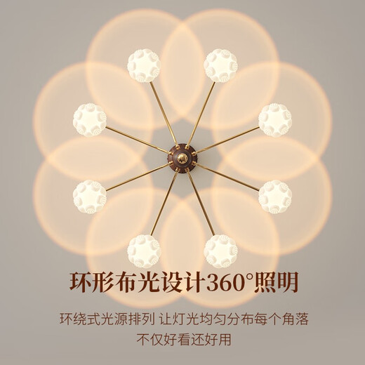 JPHZNB法式中古风客厅吊灯感复古大厅主灯2025新款胡桃木餐厅灯HM2033 HM-D12033头-三色