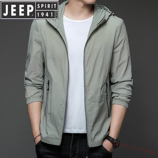 JEEP SPIRIT防晒款防晒衣男士夏季薄户外冰丝连帽防紫外防晒服外套衣 N9928 雾蓝 2XL 185 150-165斤