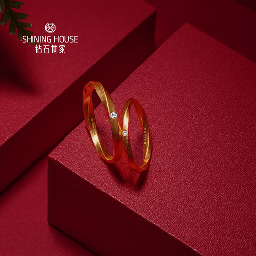 Diamond Family Xiaojinxi Endless Love Pure Gold Diamond Ring Couple Ring Gold Pair of Rings Proposal and Wedding Anniversary Customized 30-35 days Please contact customer service for details Women’s Ring Approximately 1.93g 0.2