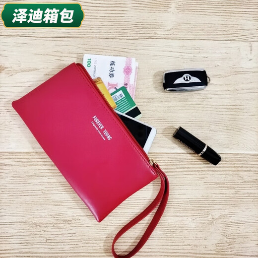 芸洛手拿包女潮流百搭软皮钱包女款手机包时尚简约女士小包轻便手拿 红色经典美丽动人 XYA96-31