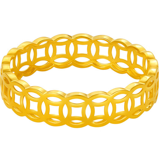 CHINA GOLD 18k gold coin solid ring copper coin gold coin wide ring ring birthday gift for women 17 circle size about 1g
