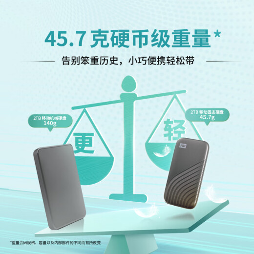 西部数据(WD)4TB NVMe 移动固态硬盘（PSSD）My Passport随行SSD type-c接口 1050MB/s 手机直连笔记本两用