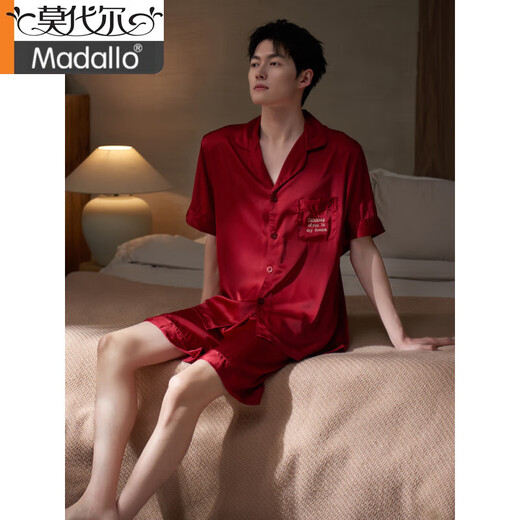 莫代尔高端睡衣男士夏季冰丝短袖短裤家居服男款夏款夏天薄款仿真丝套装 DA9901-男款黑色 L