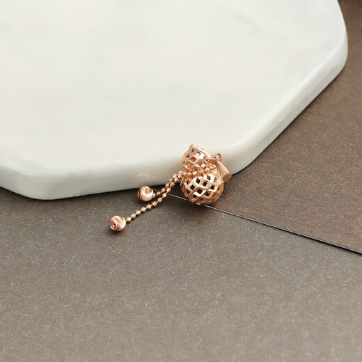Shengbei 18K rose gold gold hollow gourd pendant k gold plain gold women's Fulu necklace pendant 18K gold 1.12g