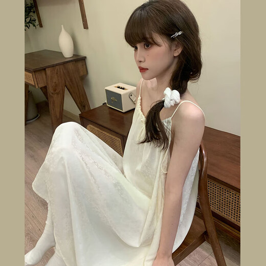 金多金2025春夏新款小清新露背甜美减龄吊带睡裙女宽松少女性感睡衣纯欲 浅紫色（9197—抽绳背心裙） 均码