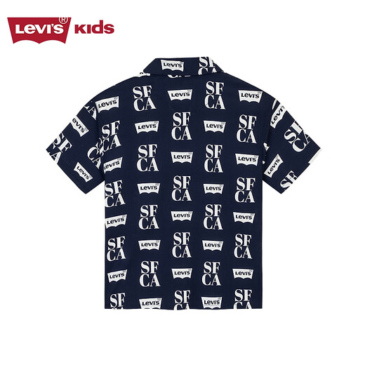 Levi s Levi's Boys' Short-Sleeved Shirt 2025 Summer New Stretchy and Comfortable Children's Short-Sleeved Shirt Dark Indigo 110/56 Recommended Height 104-110cm