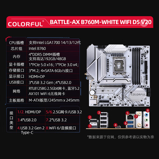 Colorful Intel Z790 with Core 12th/14th generation i7 12700KF/14700KF CPU motherboard set B760M-WHITE WIFI D5 Cold Steel 12th generation丨i7 12700K 12 cores 20 threads