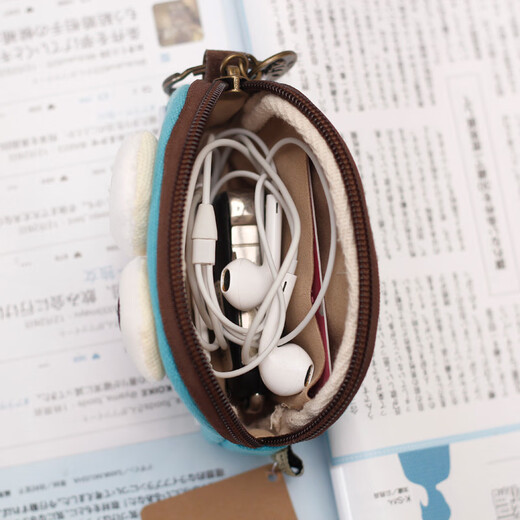胖东来品质钥匙包零钱女迷你可爱卡布艺帆布耳机收纳小学生布袋钱 藏蓝柴犬贝壳包