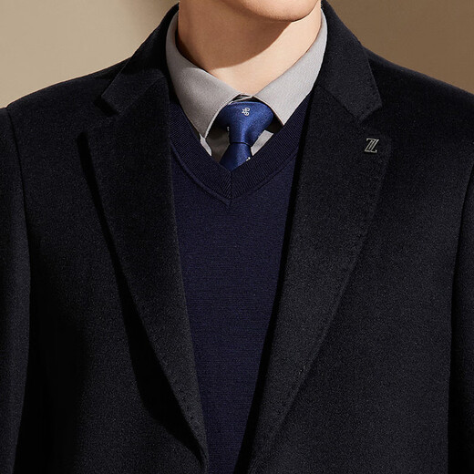 Antonio [10% Kaschmir + 90% Wolle] Anzugshalter Cashmere Mantel Herren Winter mittelgroße Wollwollbreaker -Jacke Black XL /52 (180 /96a)