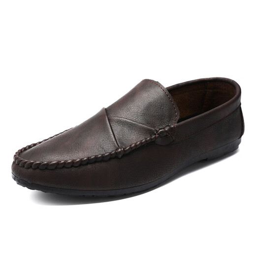 Pang Donglai DL summer breathable versatile and comfortable casual leather shoes British trendy men's shoes 2025 non-slip one-foot laziness D829 black 42