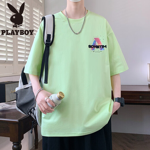 Playboy (Playboy) Briefe Drucken kurzärmeligster Männer Sommerrotatorenhülle Lose T-Shirt halbärmelige Herren-Top-Teenagerin White-Vielseitigkeit T-Shirt T W733 Weiß M etwa 85 ~ 110jin [Jin gleich 0,5 kg] kann getragen werden