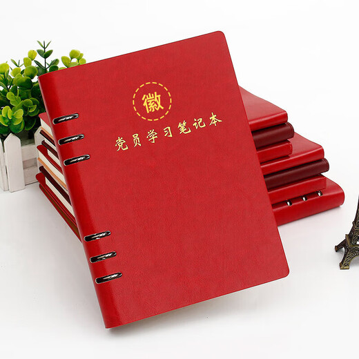 XUCHEN党员学习笔记本本子A5红棕色100张200页仿皮面党建工作教育日记本工作记事本记录本可定制印logo