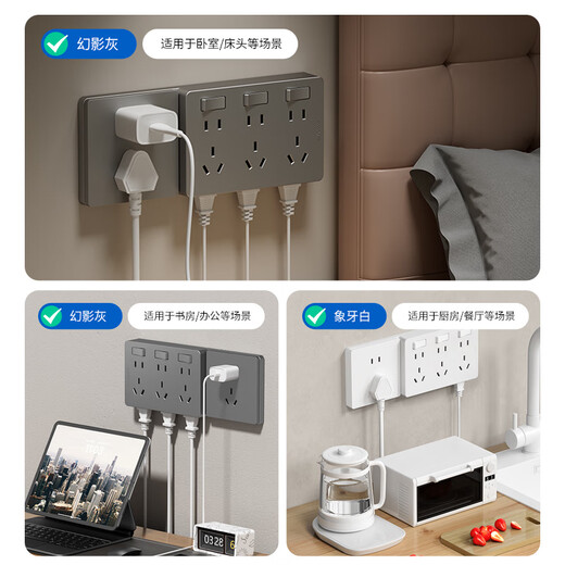 Internationale Elektrikerin-Expansionssocket 86-Typ-Oberflächenanlagerung Erweiterter Schalter Socket Küche Küche Multifunktions-Plug-set-Einstellung in der Einstellung Wireless Konverter erweitert sich nach rechts [weißes 21-Standard-Modell]