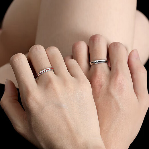 Dirholl Heart Signal Platinum Ring PT950 Couple Ring Anniversary Birthday Gift for Wife Premium Style - Heart Signal Pair Ring - Can be Engraved