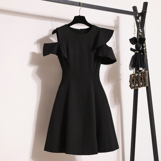 Qian Chenyi Französischer Temperamentanzug Rock Super schöne weiße Kleid Sommer Satin Kleid kleines schwarzes Kleid schwarzes Kleid (Version) High-End-Exquisite/College-Stil M (85-100jin [Jin gleich 0,5 kg])