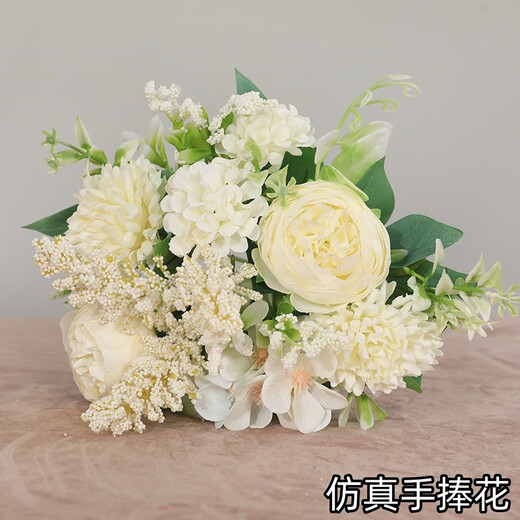 头纱领证登记求婚多巴胺彩色球球头饰新娘结婚领证拍照道具手捧花 仿真花手捧花