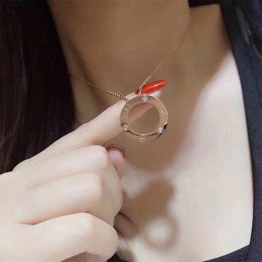 18k gold pendant 18K rose gold pancake necklace classic diamond LOVE large ring platinum lock 18K large round pancake necklace rose gold without diamonds