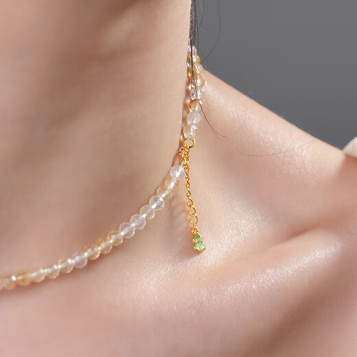 Dara birthstone gift s925 silver citrine tourmaline necklace women's fine chain clavicle chain birthday gift for girlfriend and wife