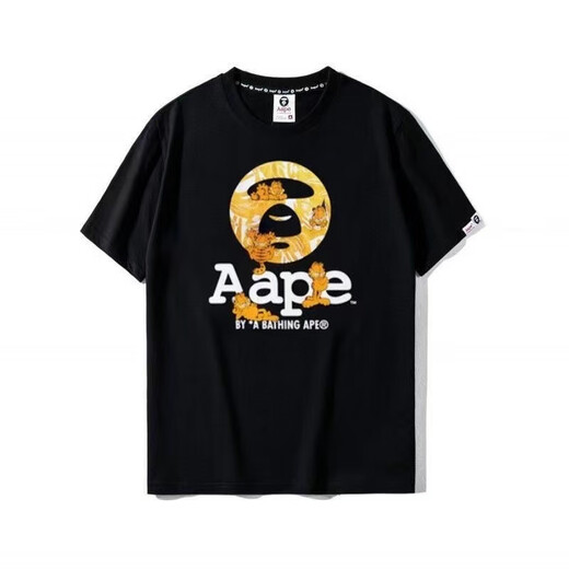 Aape kurzärmelige Sommermänner und Frauen gleiche vielseitige Paar halbärmelige Hemd-Tarn-Affen-Kopf-Trend Black 691 Pure Cotton High-Qualität M 90-110Jin [Jin entspricht 0,5 kg]