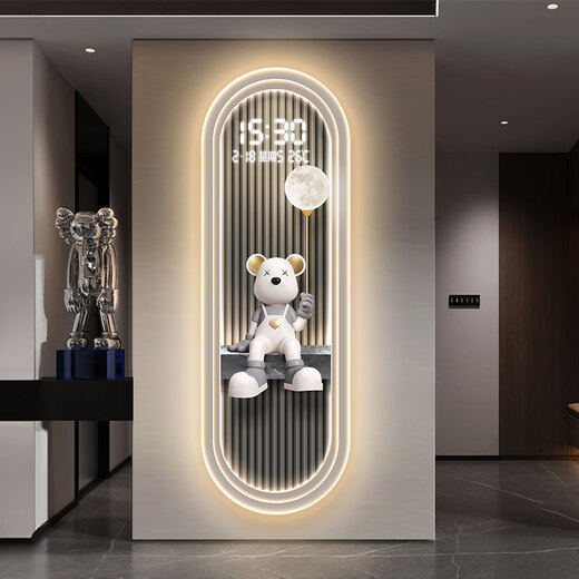 Modernes Licht Luxus Wohnzimmer Perpetual Kalender Elektronische Wanduhr 2025 Neue High-End-Sense-Uhr Veranda Vertikaler Streifen Dekorative Mallampe 14699 [mit digitalem Display Stummschaltung 70*210 cmled Lampen-Lampen-Fernbedienungsmodell [Digital Display