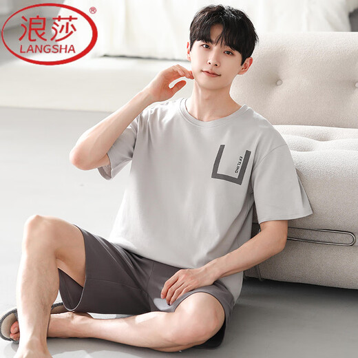 Langsha Pajamas Algodón de algodón para hombres de algodón corto 2025 Summer informal y tranquilo Estilo de ropa de verano YSX: 9712 Pantalones de seda de algodón de algodón azul oscuro L [sin píldora/Sin desvanecimiento]