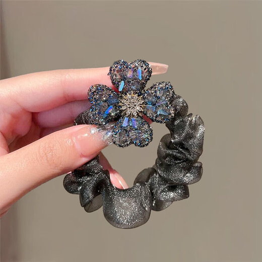 Xiangwan 2-piece set of hair ties, rhinestones, four-leaf clover, hair ties, ponytail, rubber band, large intestine hair rope, girl's birthday gift