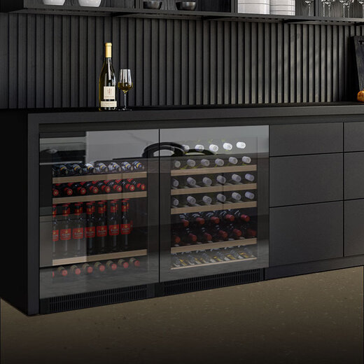 DBERLAN 40-piece under-counter embedded wine cabinet, constant-temperature wine cabinet, beverage cabinet, tea refrigerated cabinet, built-in wall for home use, high-end vacuum door-electric door, dual temperature, 46 pieces (scheduled period of 35 days) 46 bottles