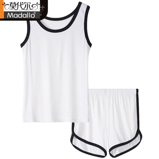 莫代尔2025年新款莫代尔材质吊带背心睡衣女夏季甜美休闲家居服两件套装 DD-KKH-12035白色 XL 110-125斤