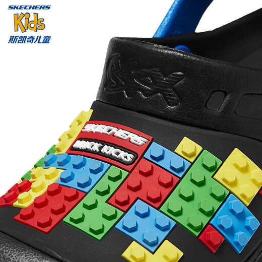 Skecher 2024 summer new style shopping mall same style as children's one-foot kicking hole shoes for boys' beach shoes black/multi-color/BKMT 28.5