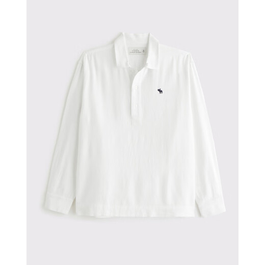 ABERCROMBIE & FITCH男装25春夏新款经典小麋鹿老钱风亚麻混纺长袖衬衫KI125-5180 白色 XL (180/116A)