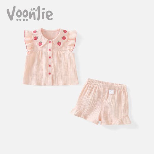 凡猎女童套装夏装2025新款儿童洋气时髦小童衣服宝宝休闲两件套夏季潮 粉色 90 cm