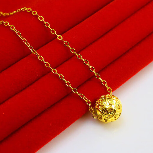 Huaiyin imitation gold necklace 18K gold pendant AU750 pure gold pendant women's men's transfer beads fine jewelry round beads + chain price