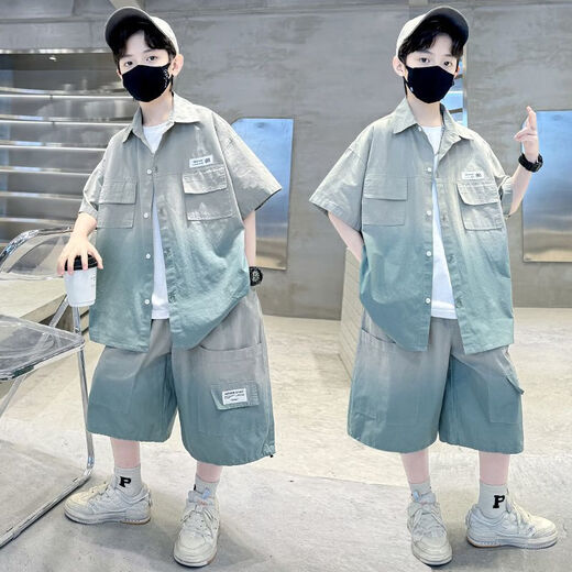 Hualin Fashion Boys Vêtements d'été 2025 chemise à manches courtes beau style k681-léger costume 150 hauteur recommandée d'environ 145 cm
